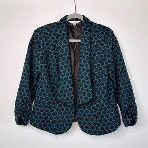 Vintage Christopher & Banks Teal and Black Polka Dot Bolero Jacket Blazer